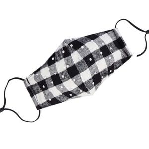 NWT Lele Sadoughi white and black checked mask